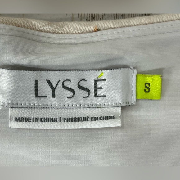 Lysse Cream Floral Print Stretch Leggings with Pockets Ab Control Size Small - Picture 8 of 12